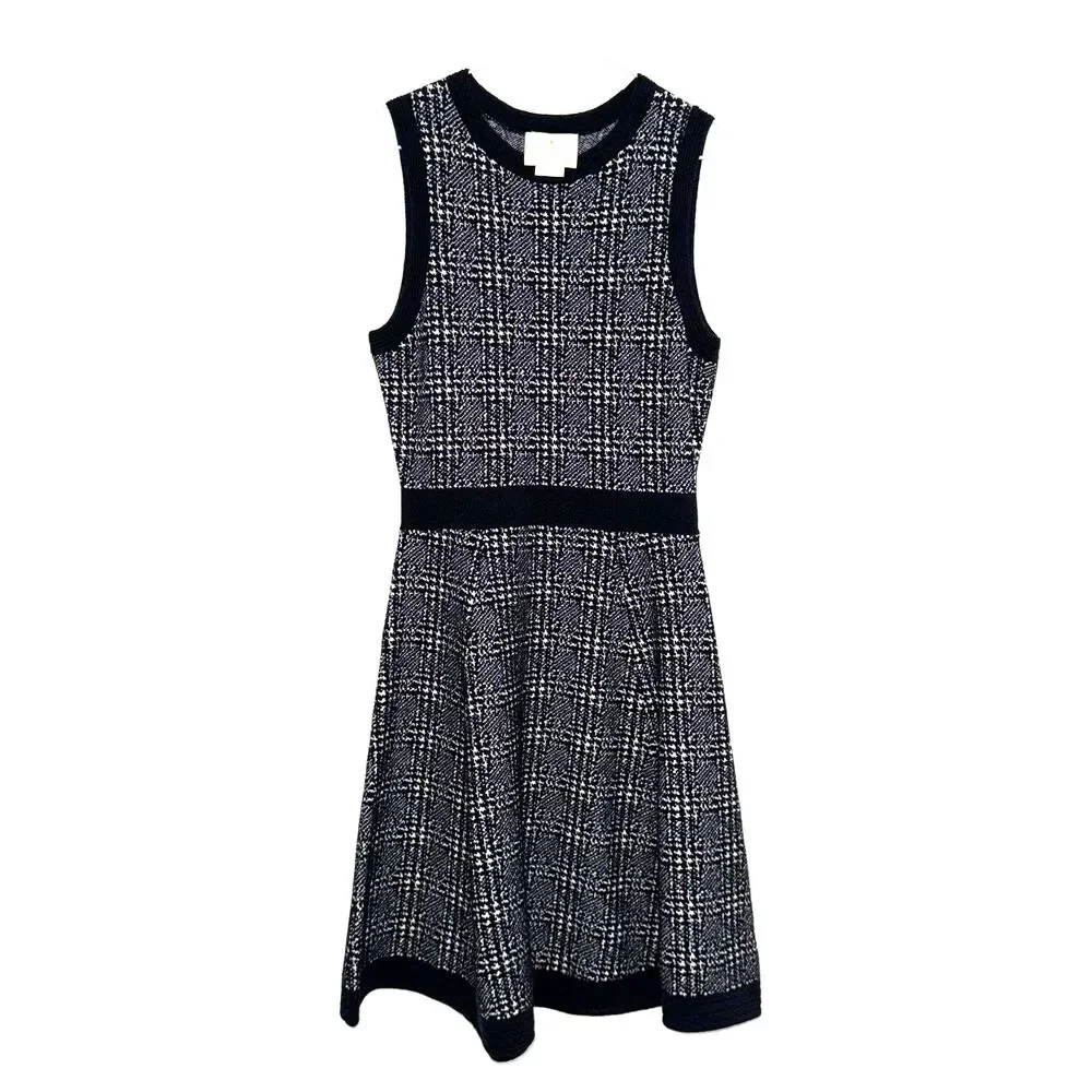 Kate Spade New York Houndstooth Mod Sweater Dress - Black/White S